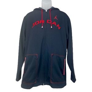 Jordan | Men Large | Vintage Black & Red Full Zip Hooded Jacket Spellout Jumpman